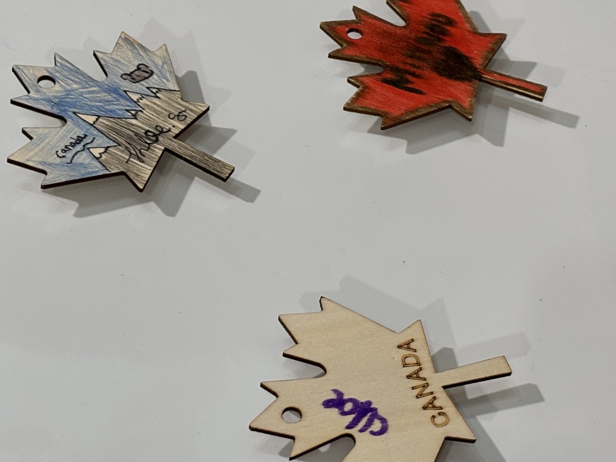 Hand-painted Canada maple-leaf fridge magnets
