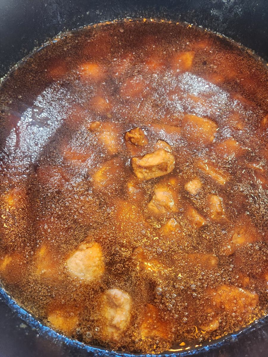 A large pot of Korean braised chicken