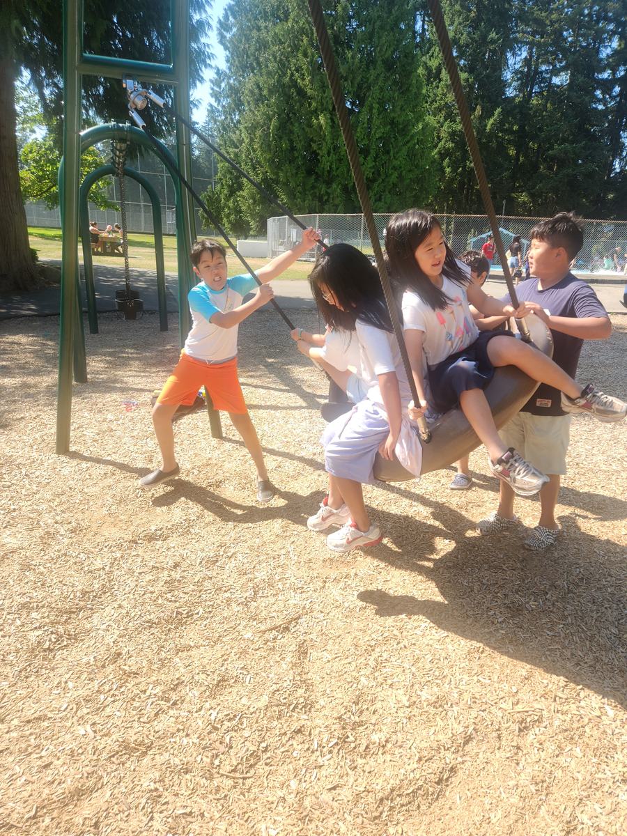 Children playing at the park in the sunshine