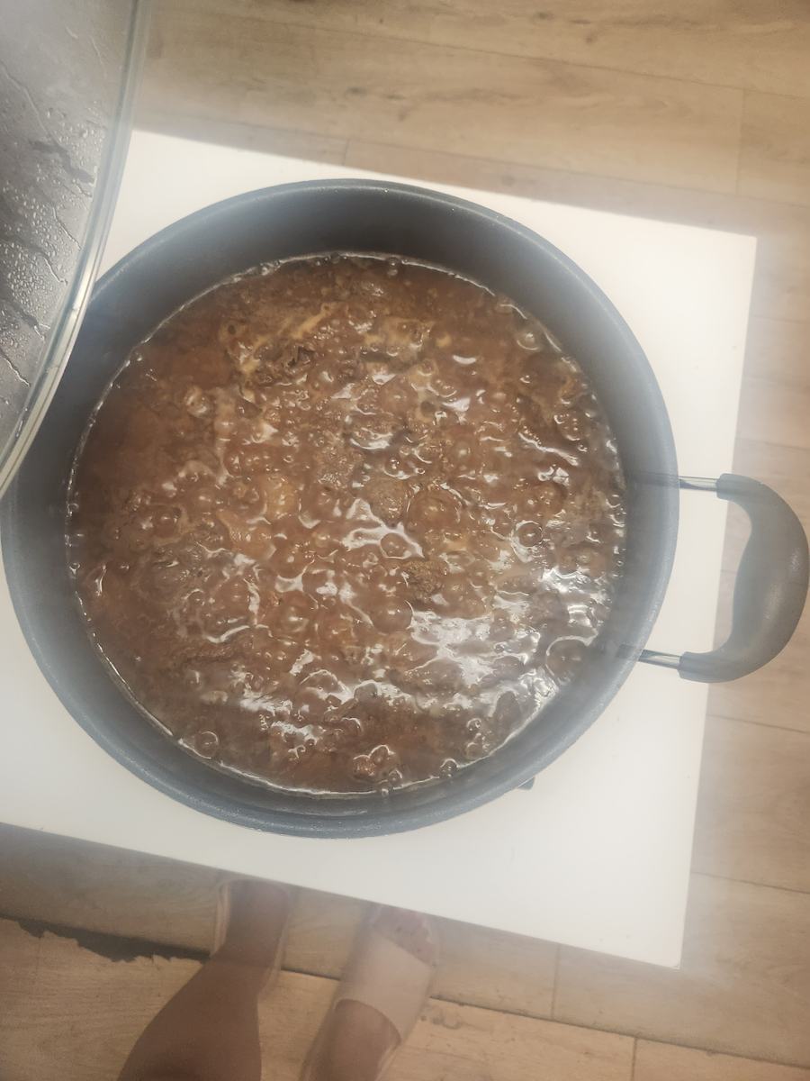 A large pot of Korean stew simmering