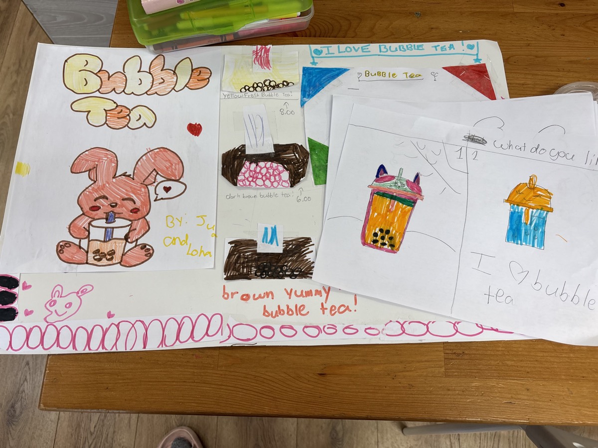 A collection of hand-drawn bubble tea posters